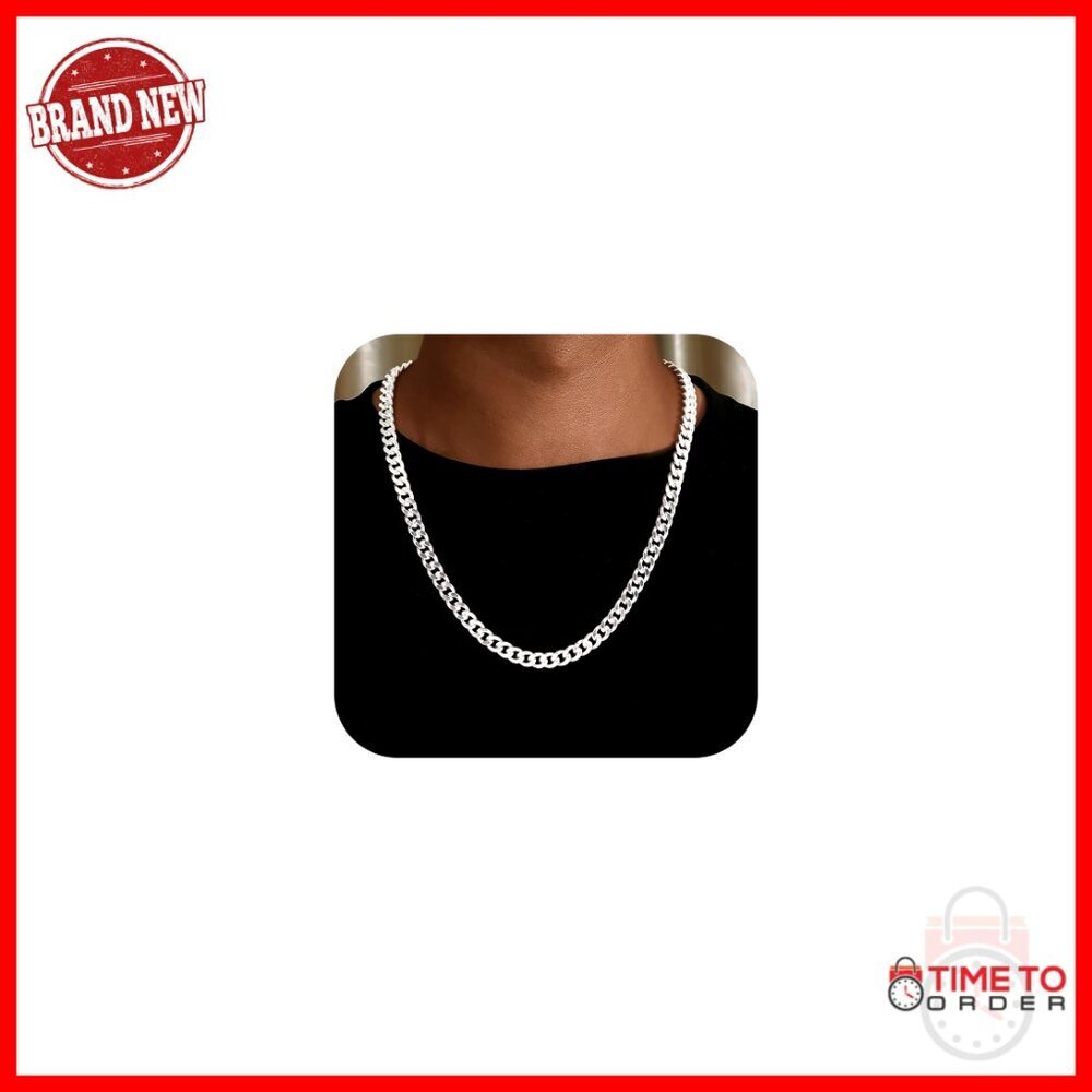 7mm Sterling Silver Cuban Chain Necklace 22 Inches Men's Jewelry